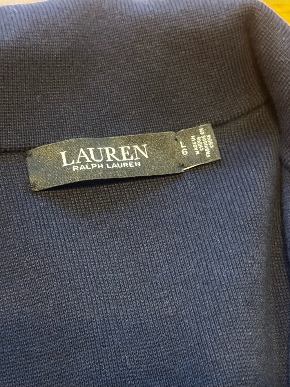 LAUREN RALPH LAUREN women’s navy blue cotton blend 3 button blazer size large - Picture 10 of 12